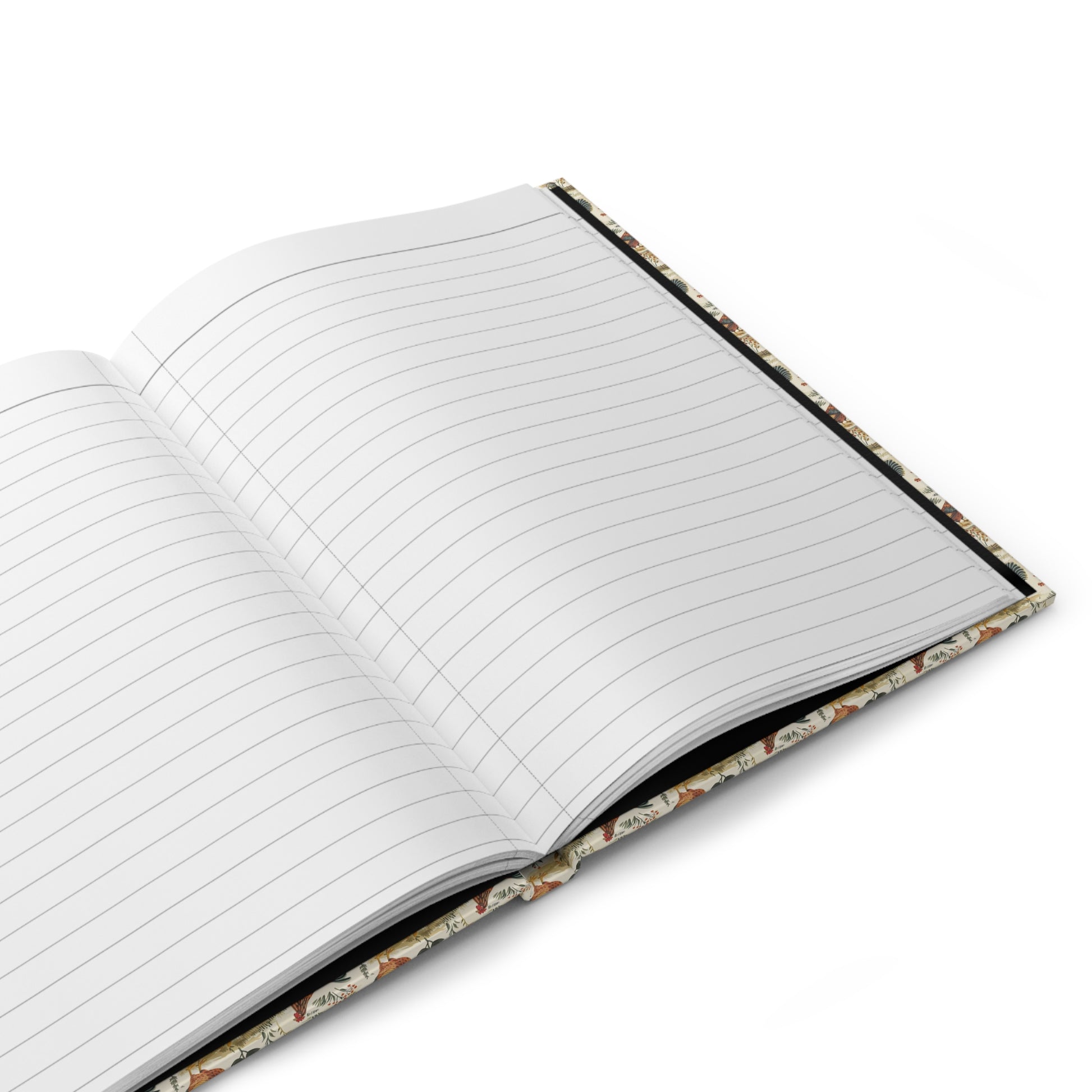 Open Poultry Breeds journal displaying 150 ruled lined pages with perforations for easy tear-out, casewrap binding, and premium paper quality for farm notes and flock record keeping - LeBonJournal