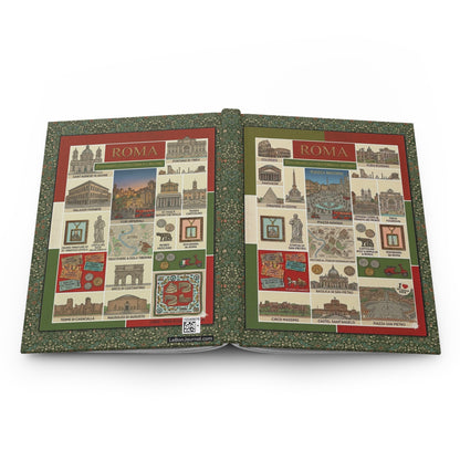 Rome hardcover journal spine and full-wrap Eternal City landmarks Italian tricolor collage design - LeBonJournal
