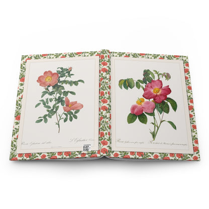 Rose hardcover journal spine full-wrap Redouté Les Roses 1817 Rosa Gallica Rosa Eglanteria - LeBonJournal
