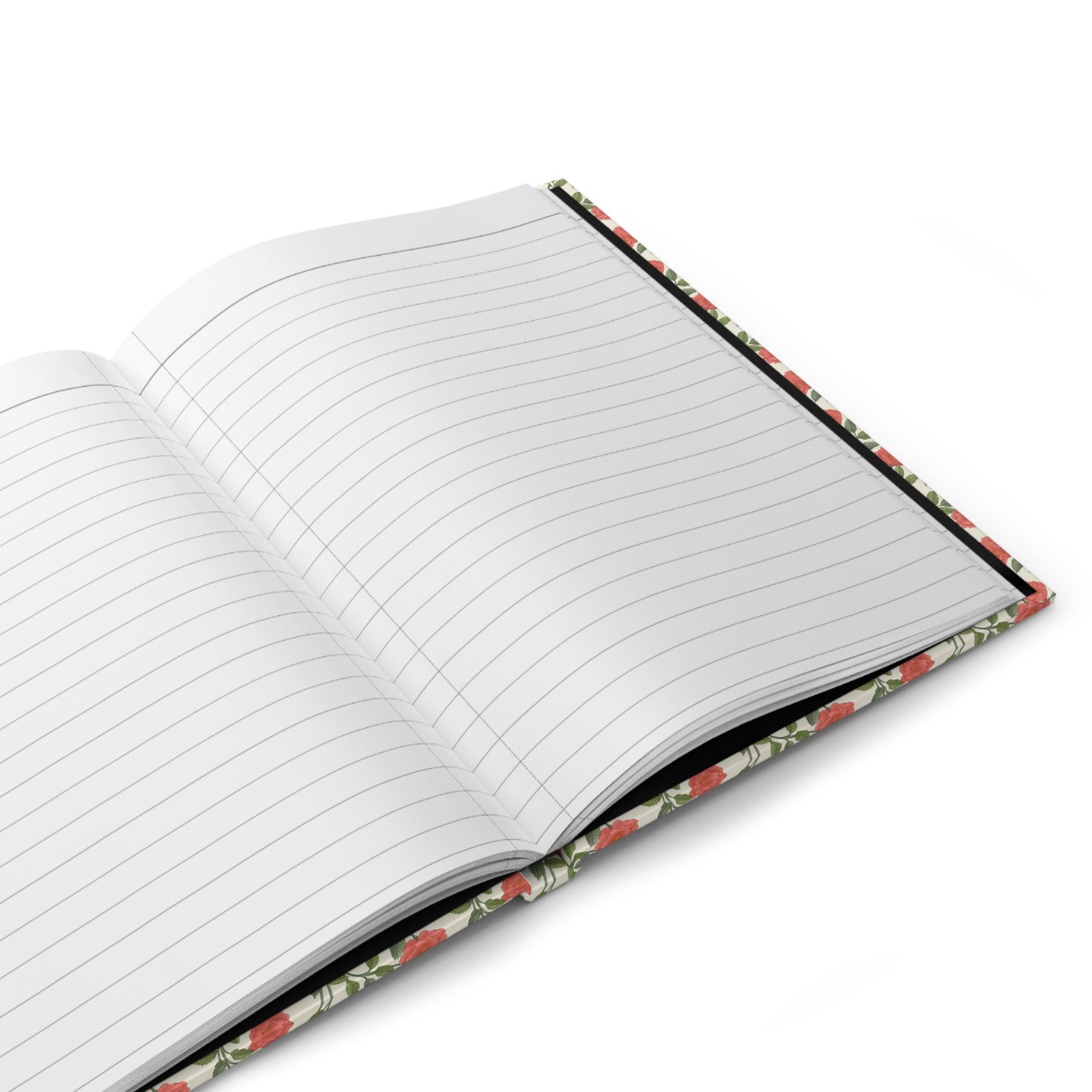 Rose journal interior showing 150 perforated lined pages with casewrap sewn binding - LeBonJournal
