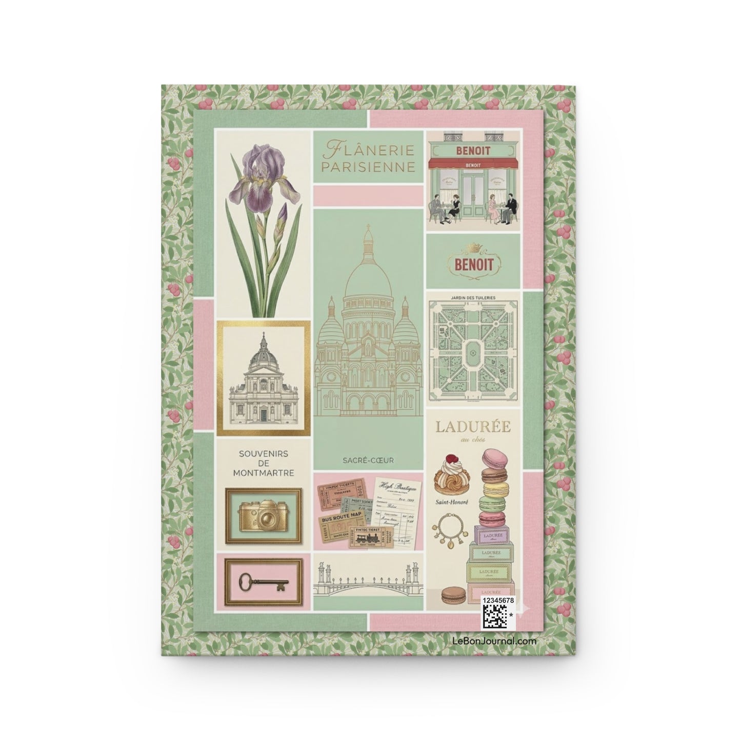 Sacré-Cœur Montmartre Tuileries Gardens iris botanical print back cover shabby chic Paris - LeBonJournal
