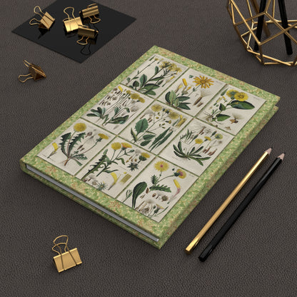 Schkuhr 1808 wildflower hardcover journal open showing front and back covers with casewrap sewn spine, Botanisches Handbuch Wittenberg 1808 - LeBonJournal