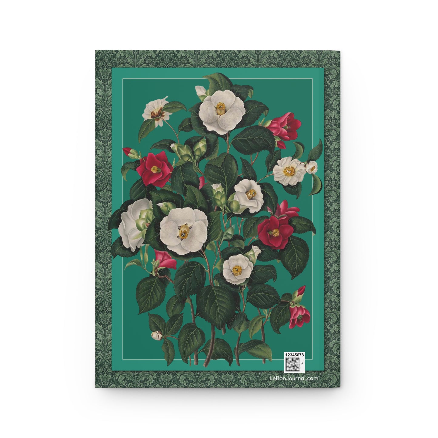 Single White Red and Sasanqua Camellia back cover Plate I from Clara Maria Pope 1819 Monograph Genus Camellia hand-colored aquatint - LeBonJournal