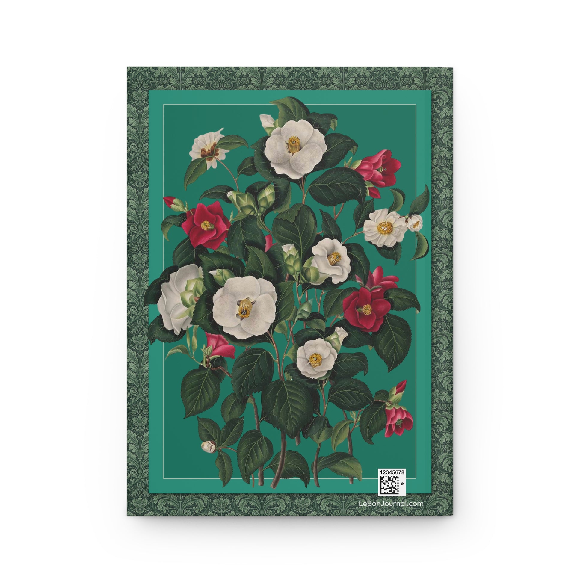 Single White Red and Sasanqua Camellia back cover Plate I from Clara Maria Pope 1819 Monograph Genus Camellia hand-colored aquatint - LeBonJournal