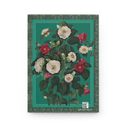 Single White Red and Sasanqua Camellia back cover Plate I from Clara Maria Pope 1819 Monograph Genus Camellia hand-colored aquatint - LeBonJournal