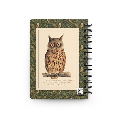 Owl spiral journal back cover with Digby 1810 Small Horned Owl from Hudson's Bay and handwritten Buffon caption - LeBonJournal