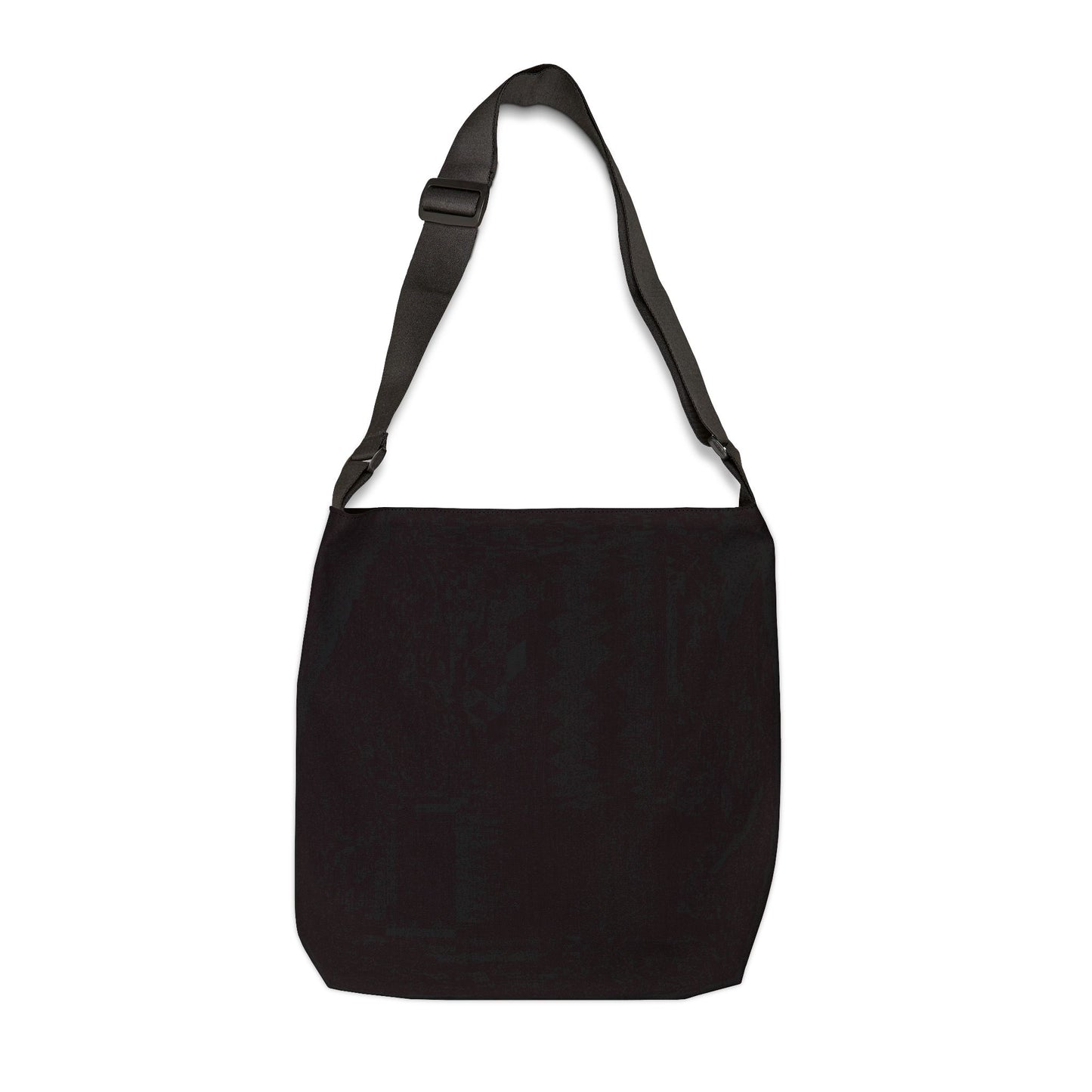 Solid black crossbody bag front view, durable spun polyester minimalist design - LeBonJournal