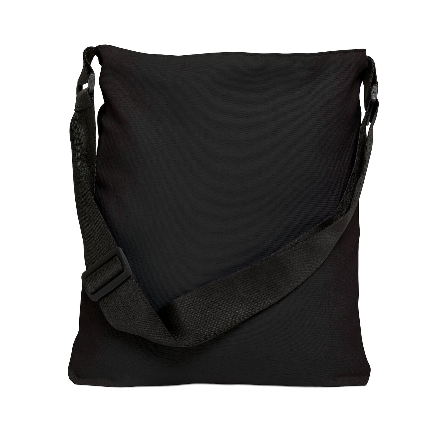 Solid black crossbody bag standing with strap down, clean minimalist all-over black print - LeBonJournal