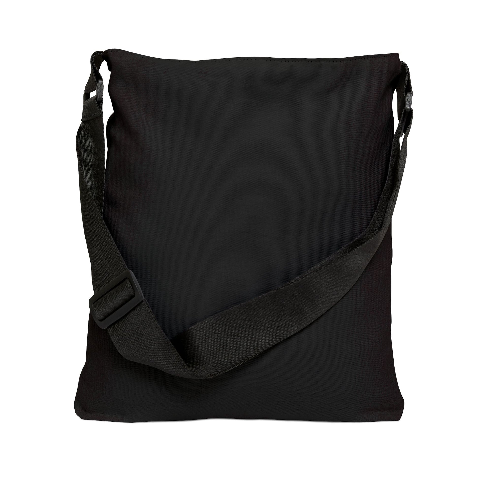 Solid black crossbody bag standing with strap down, clean minimalist all-over black print - LeBonJournal