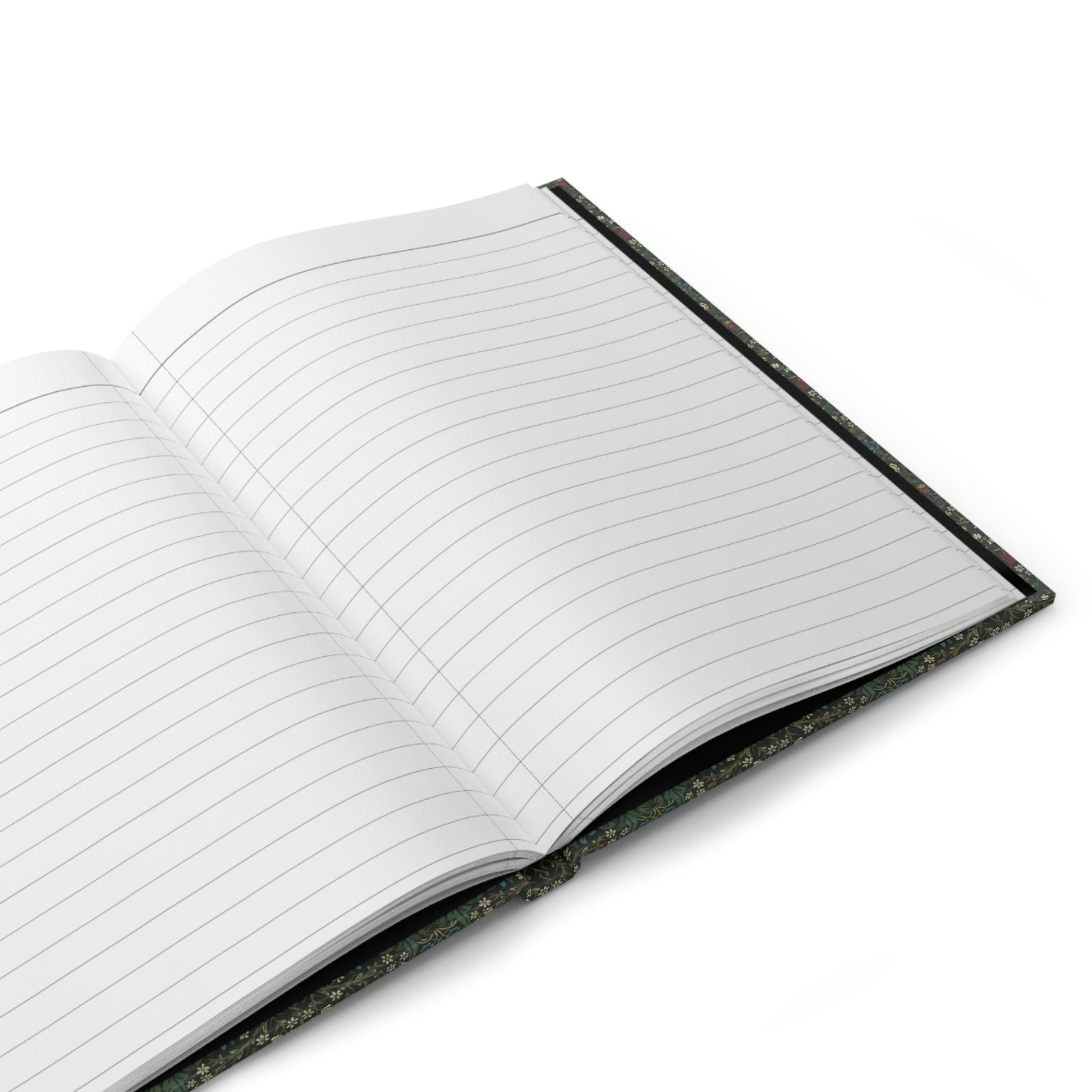 Sphagnum moss journal interior showing 150 perforated lined pages with casewrap sewn binding and 90gsm paper - LeBonJournal