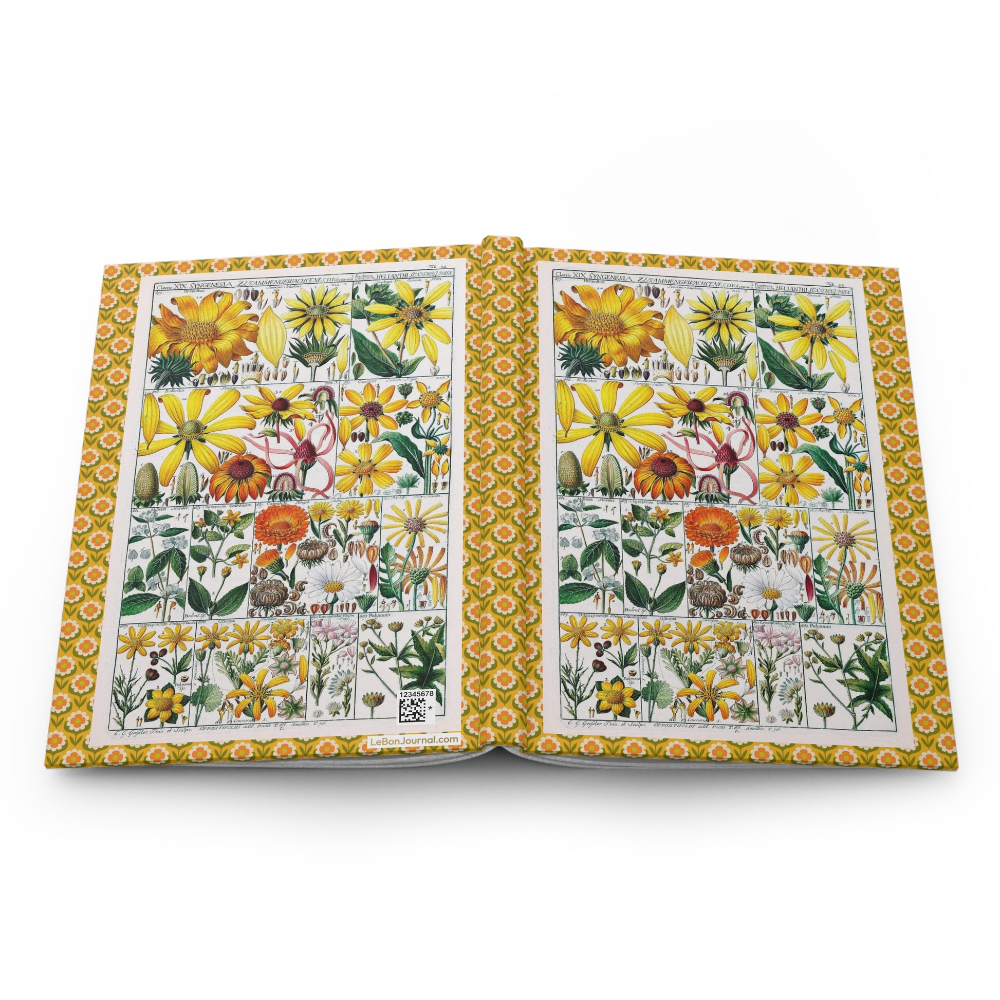 Syngenesia hardcover journal spine and full-wrap C.G. Geisler 1795 Linnaean sunflower classification chart - LeBonJournal