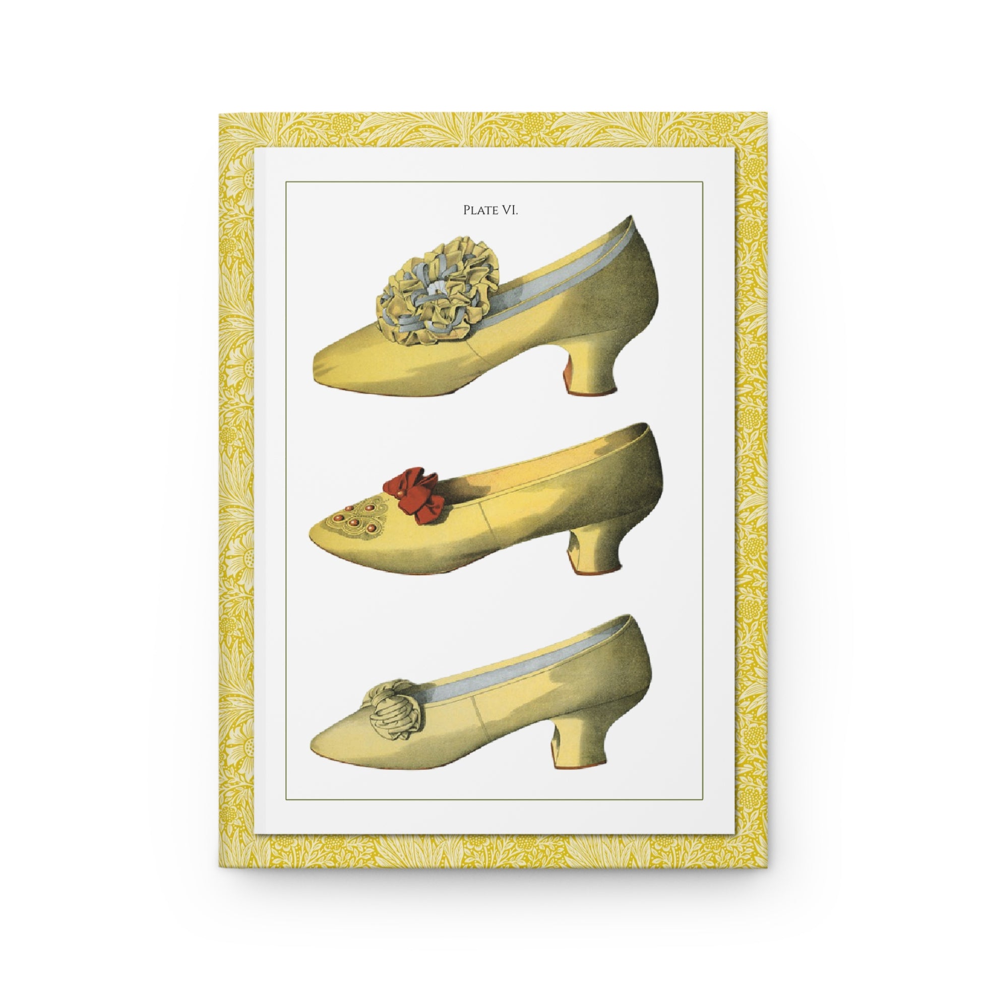 T. Watson Greig 1900 Plate VI front cover three yellow satin Victorian dress shoes Ada Cavendish - LeBonJournal
