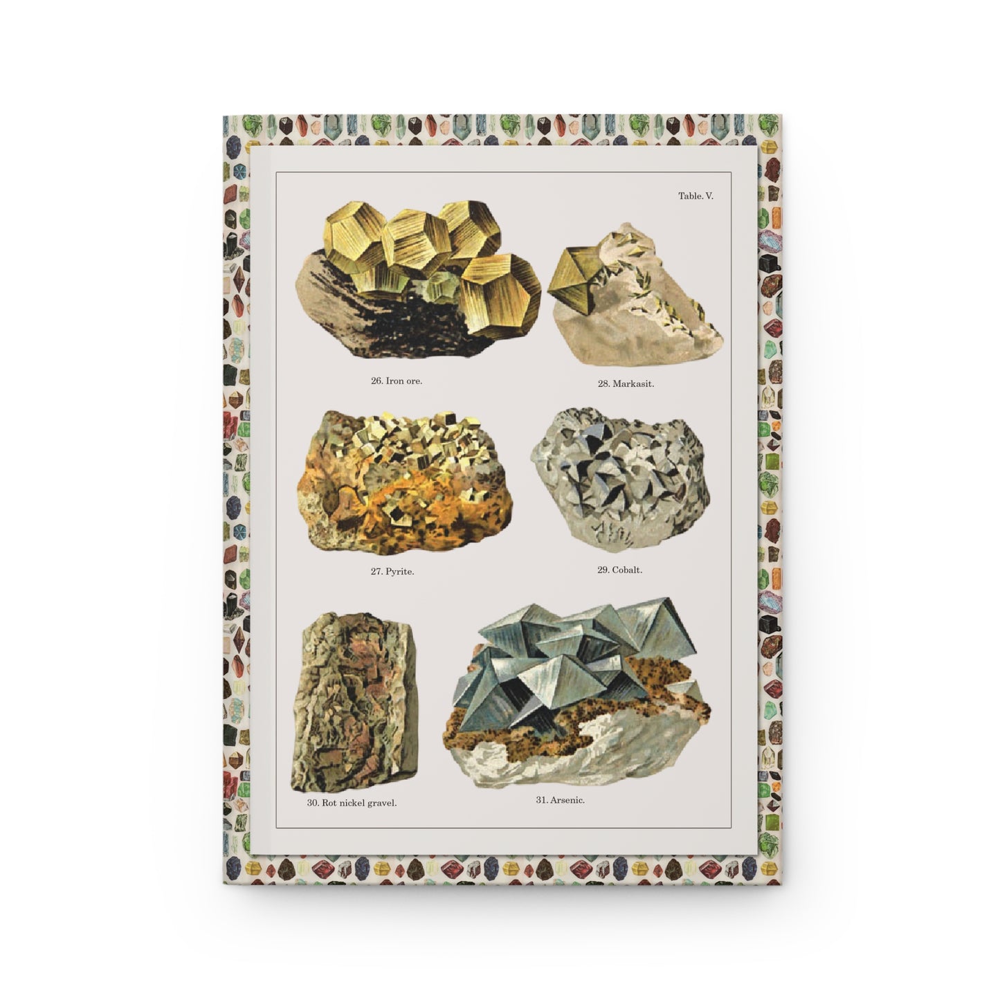 Schleyer 1935 Mineralogie Tafel V pyrite marcasite cobaltite nickeline arsenopyrite chromolithograph front cover - LeBonJournal