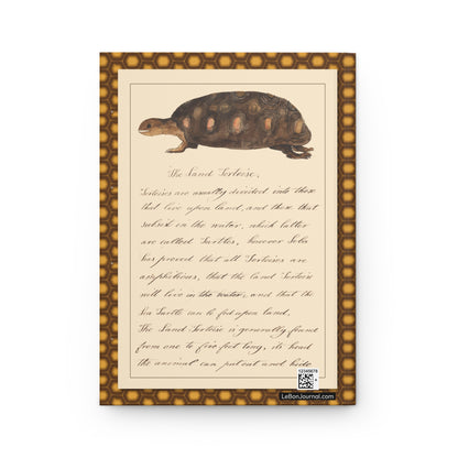 The Land Tortoise page 230 back cover from Kenelm Henry Digby 1810-1819 showing Testudo tabulata watercolor cursive text - LeBonJournal