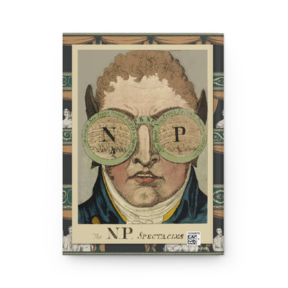Back cover of Theatre Spectacles journal featuring Cruikshank's 1809 N.P. Spectacles caricature with John Philip Kemble and New Prices protest imagery -  LeBonJournal