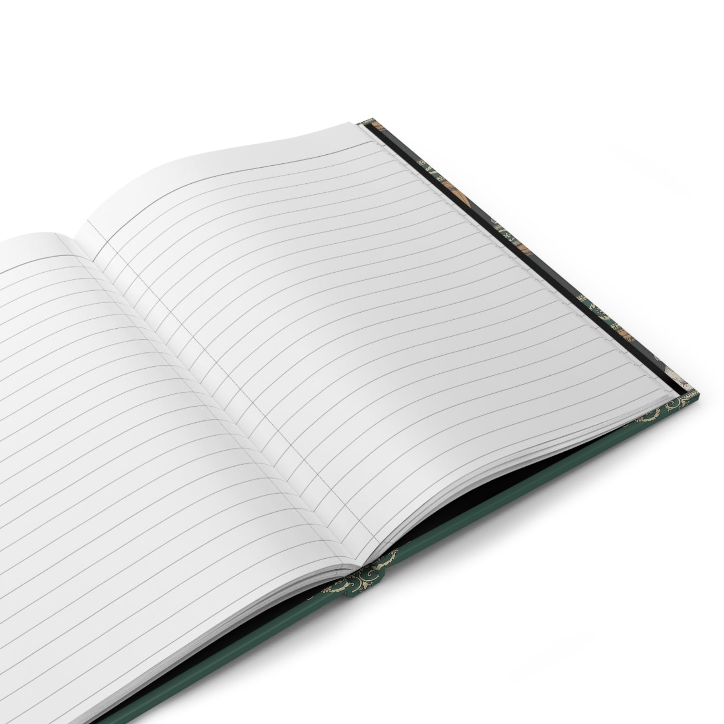 Open Theatre Spectacles journal displaying 150 ruled lined pages with perforations for easy tear-out, casewrap binding, and premium paper quality for theatre notes and creative writing - LeBonJournal