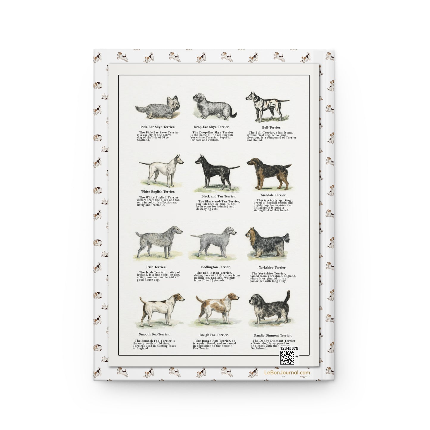 Thomas E. Hill 1915 back cover Airedale Skye Bull Irish Bedlington Yorkshire Fox Terriers watercolor - LeBonJournal

