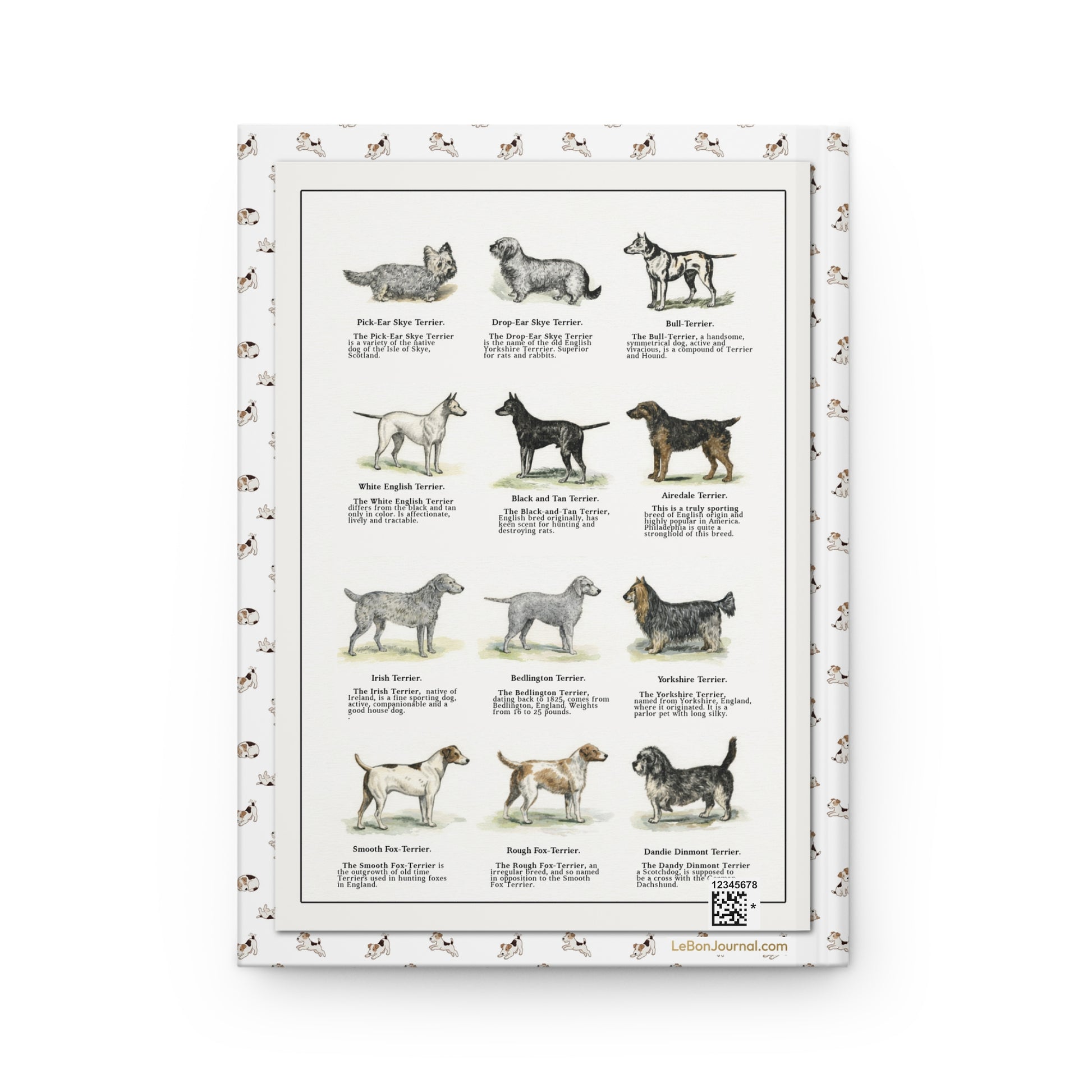 Thomas E. Hill 1915 back cover Airedale Skye Bull Irish Bedlington Yorkshire Fox Terriers watercolor - LeBonJournal
