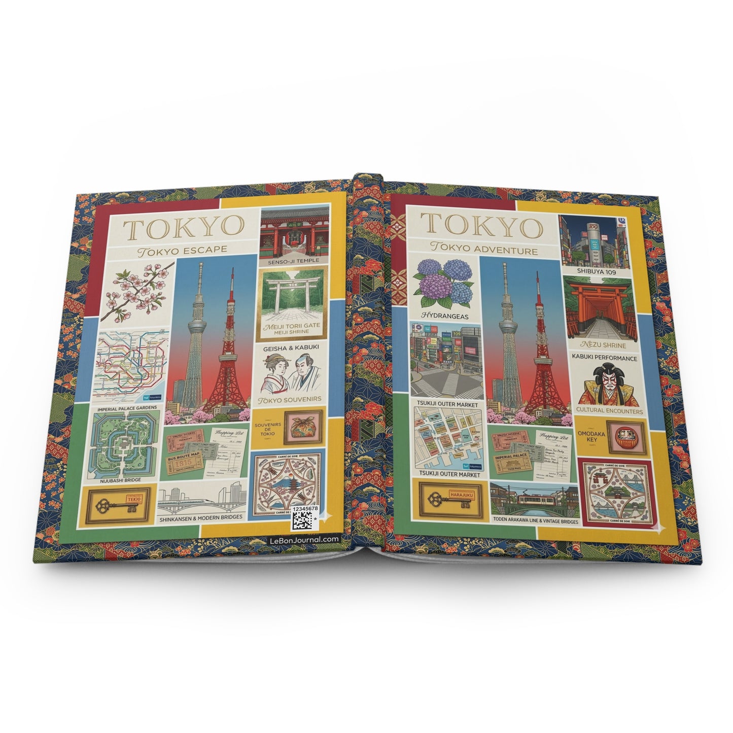 Tokyo hardcover journal spine and full-wrap vintage travel poster retro graphic design - LeBonJournal
