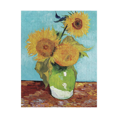 Van Gogh 1888 Three Sunflowers in a Vase private collection puzzle front view 252 pieces first Arlés series canvas - LeBonJournal