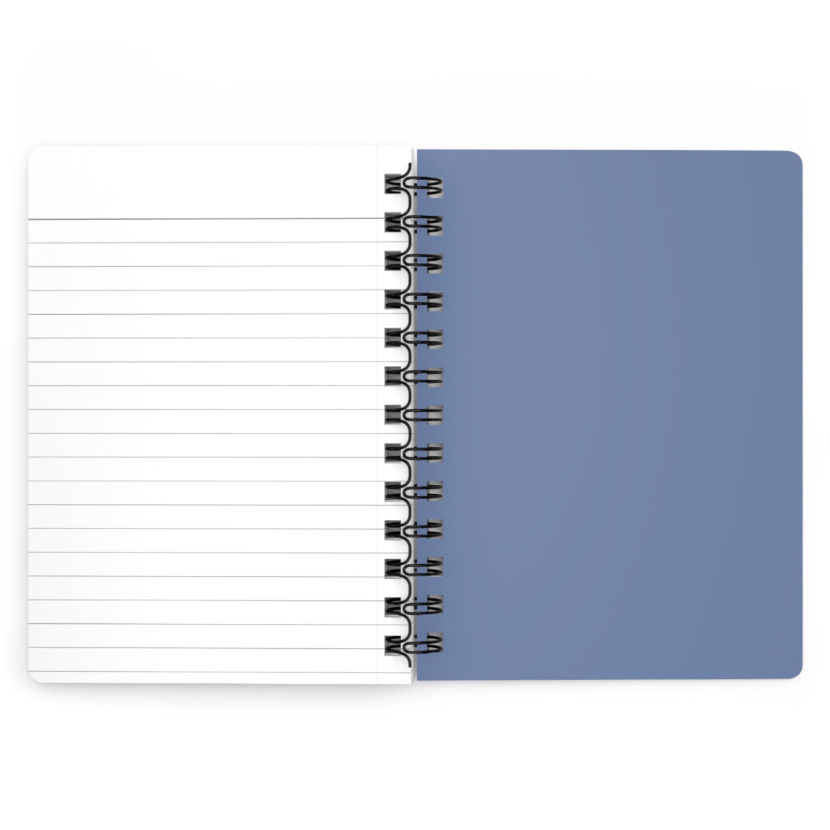 Van Gogh Wheat Field with Cypresses spiral journal open showing perforated lined pages and periwinkle blue inside back cover with metal spiral binding - LeBonJournal