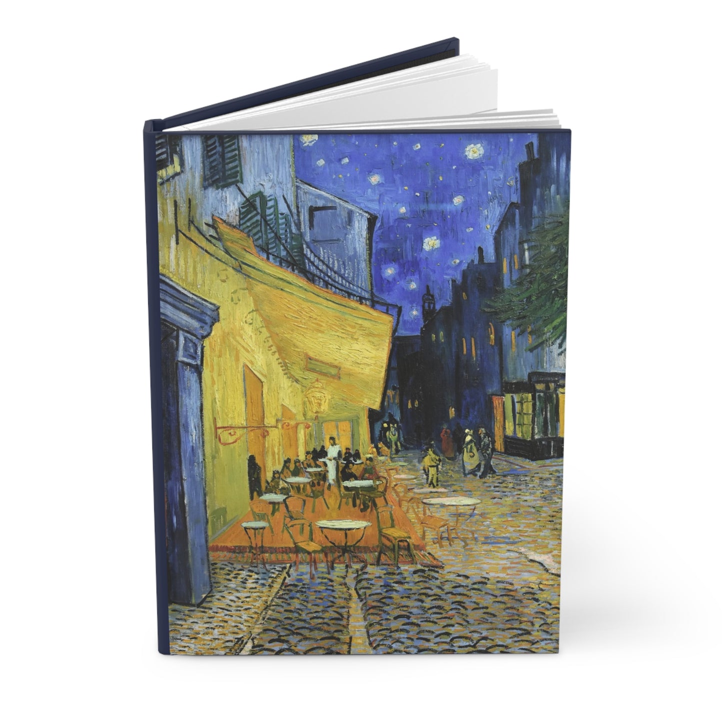 Van Gogh journal Café Terrace at Night 1888 Arles Post-Impressionism yellow blue starlit sky - LeBonJournal
