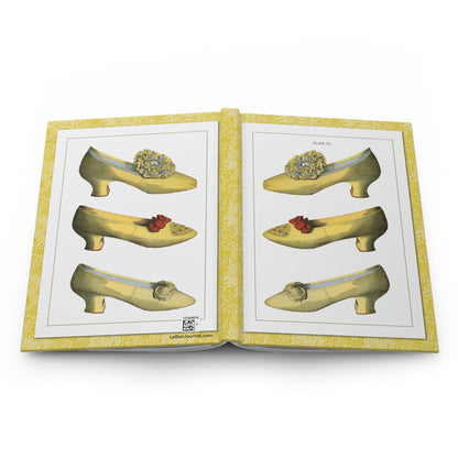 Victorian shoes hardcover journal spine full-wrap T. Watson Greig 1900 yellow satin Plate VI - LeBonJournal
