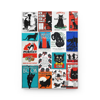 Vintage black cat collage back cover with Le Chat Noir 1898-1920s Paris cabaret café restaurant ephemera - LeBonJournal