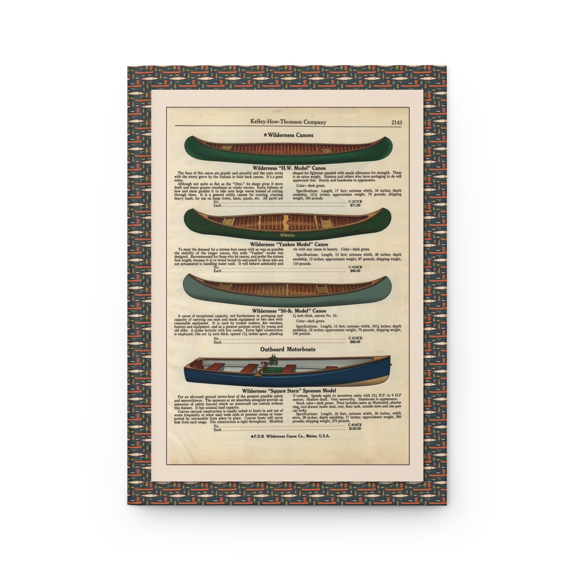 Vintage canoe catalog front cover with multiple watercraft models and period-authentic typography, interwar North American outdoor recreation design - LeBonJournal