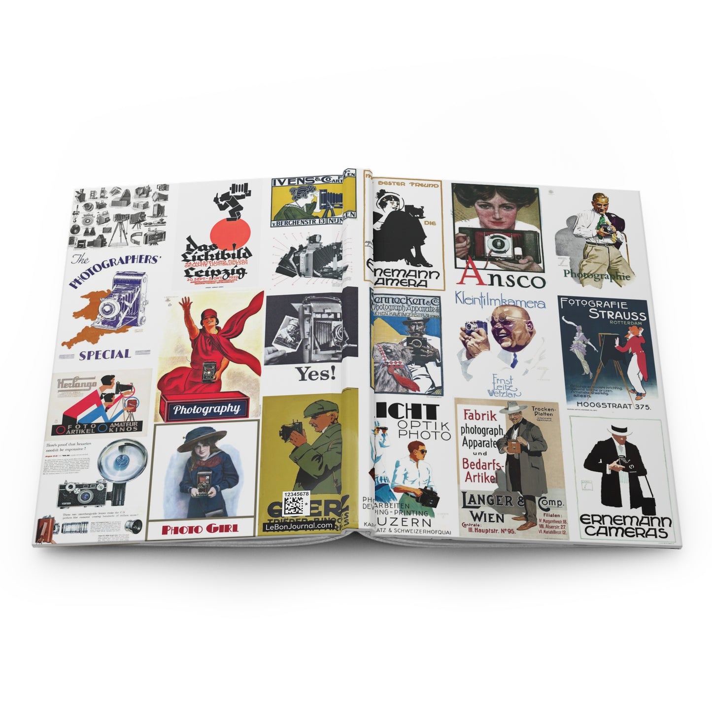 Vintage photography advertising hardcover journal spine and full-wrap 1900s-1920s Art Nouveau Plakatstil camera poster design - LeBonJournal
