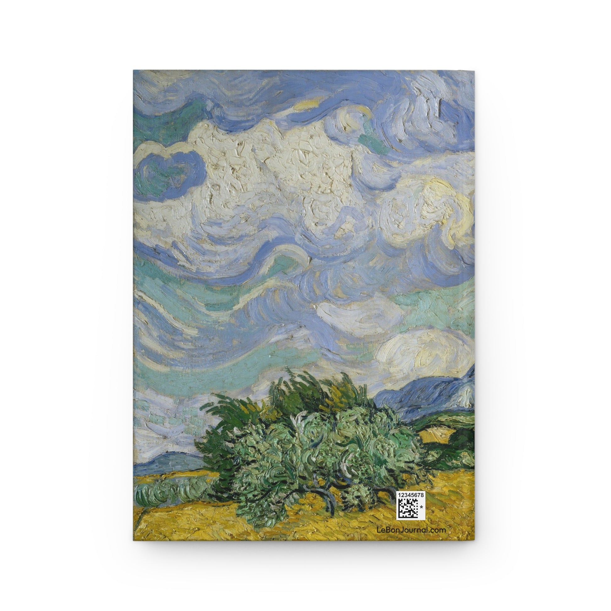 Wheat Field with Cypresses front cover by Vincent van Gogh 1889, turbulent Provençal landscape with golden wheat and swirling sky - LeBonJournal