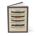 Wilderness canoe hardcover journal standing vertically slightly open showing lined pages, vintage 1920s canoe catalog cover with interwar outdoor design - LeBonJournal