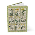 Schkuhr 1808 wildflower hardcover journal standing vertically slightly open showing lined pages, Asteraceae copper engraving cover Wittenberg - LeBonJournal