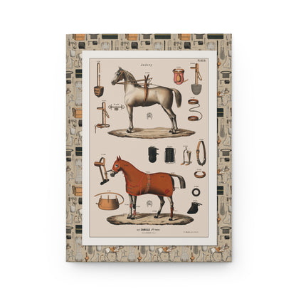 Front cover close-up contemporary composition 1890 Alp Camille Jeune jockey equipment saddles bridles stirrups chromolithograph Parisian saddlery - LeBonJournal