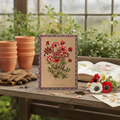Arentina Arendsen 1872 Dutch botanical watercolour journal at vintage greenhouse potting bench with anemones terracotta pots and dried petals - LeBonJournal
