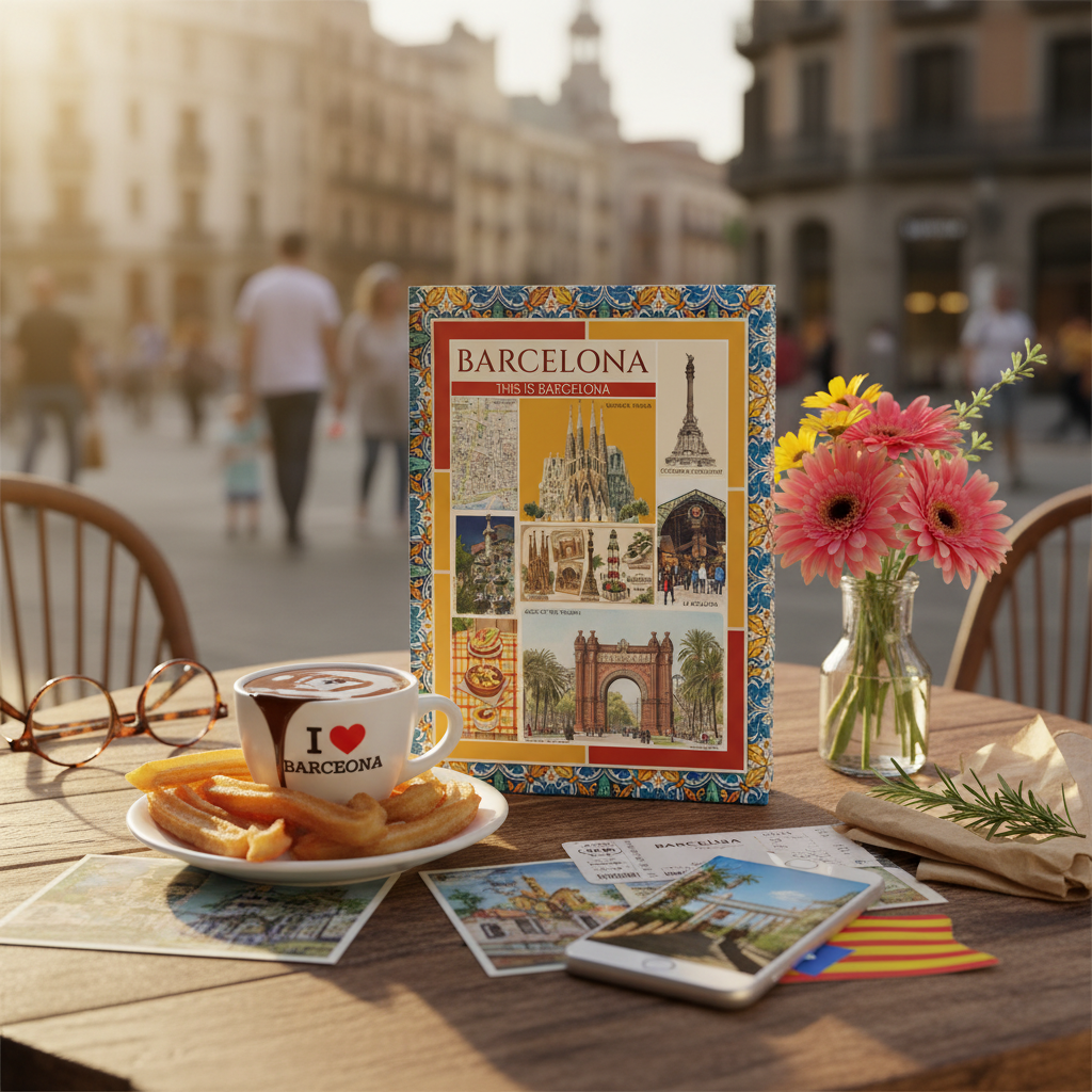 Barcelona Gaudí journal at La Rambla café with churros chocolate travel guide smartphone Sagrada Família - LeBonJournal
