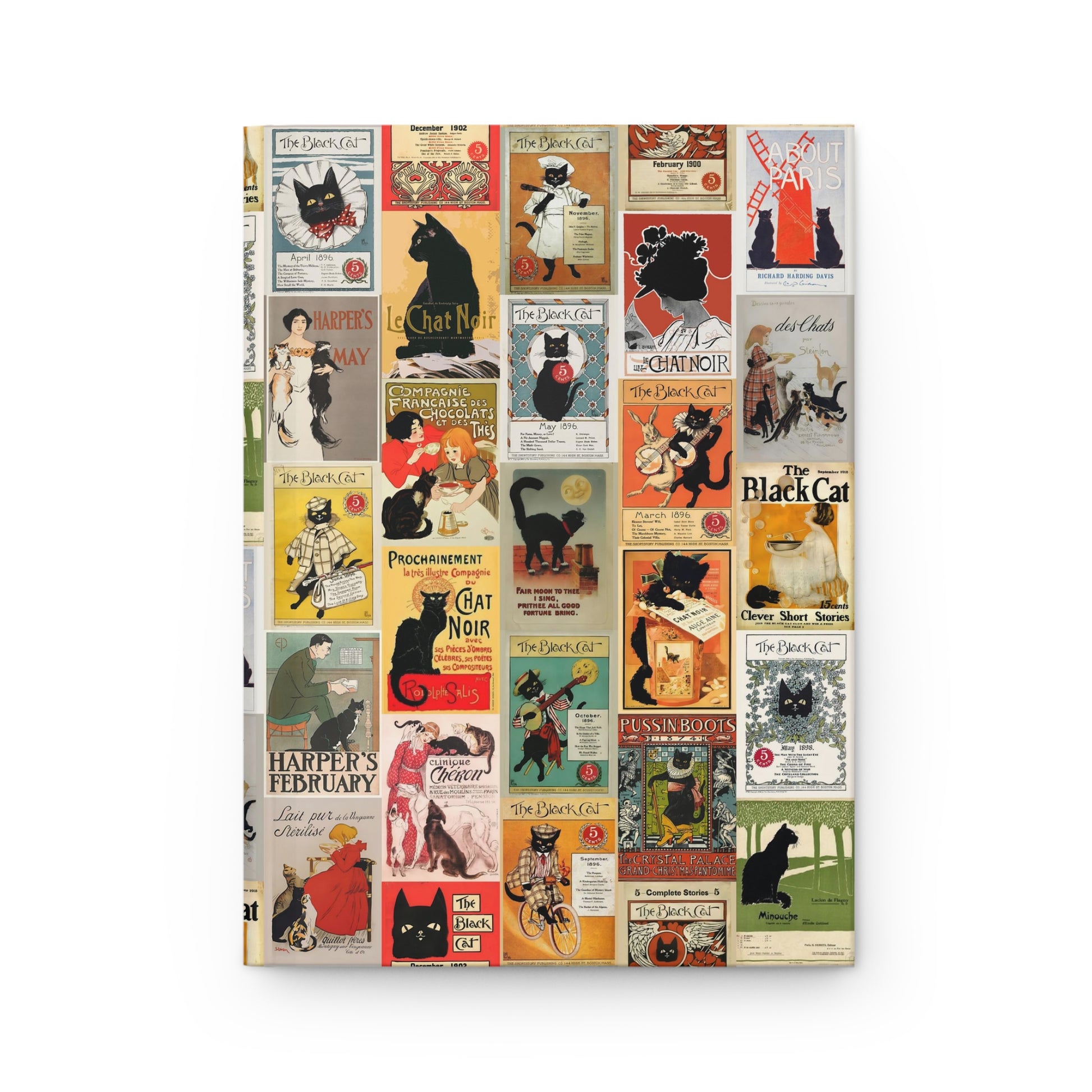 Front cover close-up Belle Époque black cat posters collage Steinlen Le Chat Noir cabaret Umbstaetter Black Cat Magazine Penfield About Paris - LeBonJournal