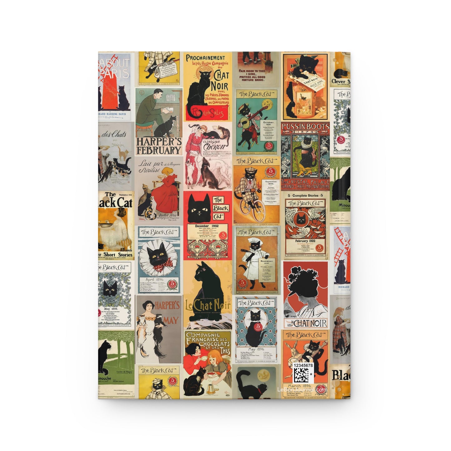 Back cover Belle Époque black cat vintage posters collage Art Nouveau advertising Steinlen Umbstaetter anthropomorphic cats fin-de-siècle - LeBonJournal