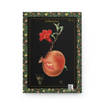 Back cover Bertuch Bilderbuch für Kinder 1790-1830 pomegranate botanical engraving red flower fruit arils Persephone mythology black background - LeBonJournal