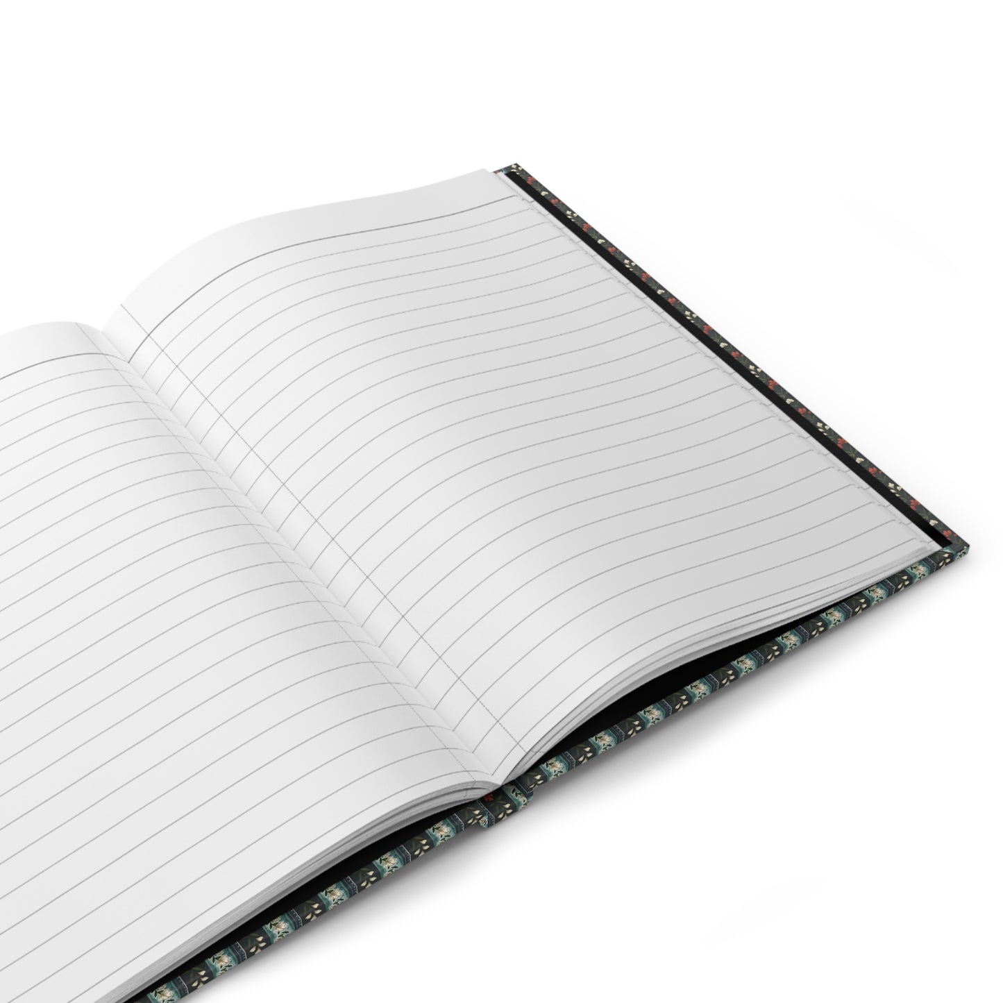 Biedermeier interior hardcover journal open showing 128 ruled pages for writing with matte finish and durable casewrap binding - LeBonJournal