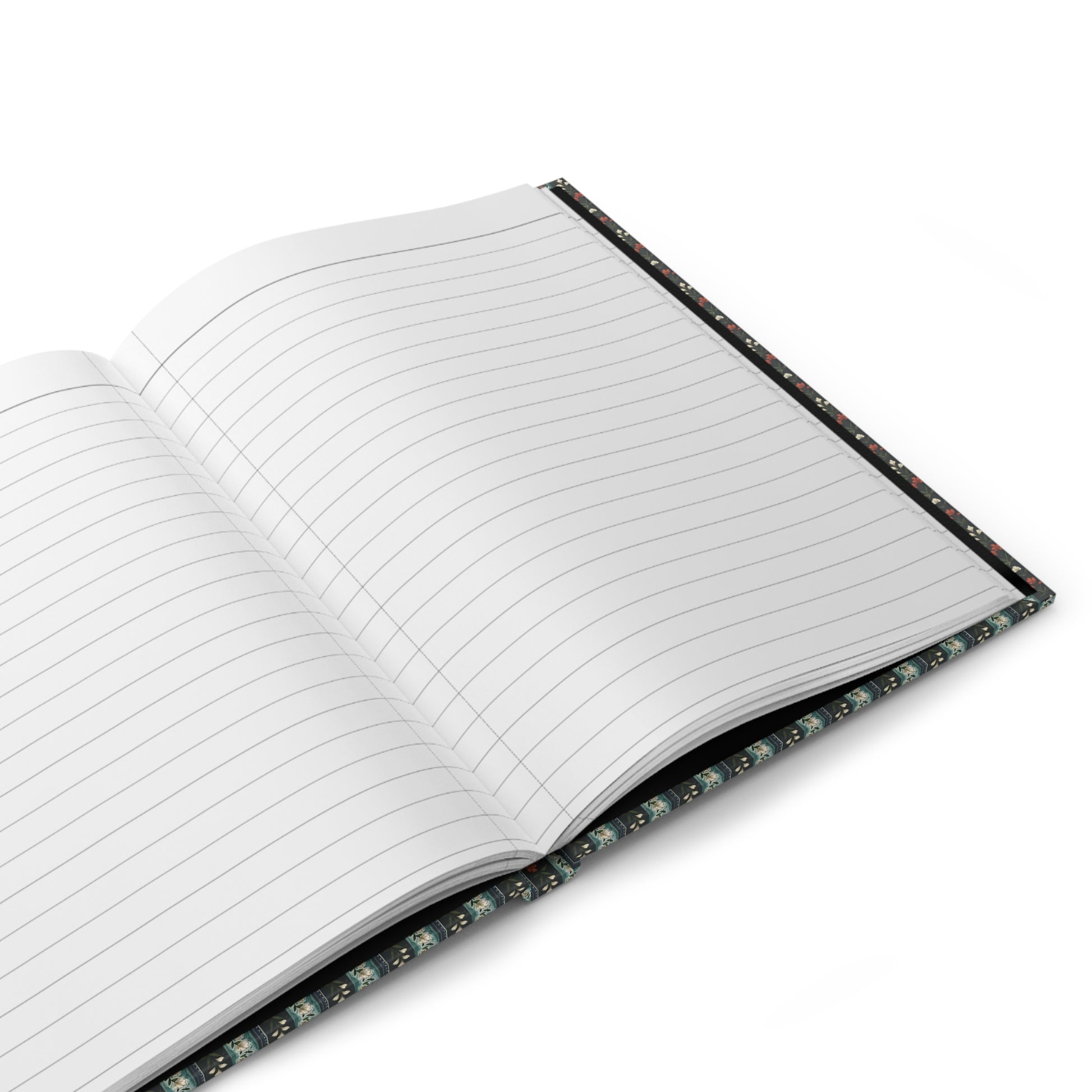 Biedermeier interior hardcover journal open showing 128 ruled pages for writing with matte finish and durable casewrap binding - LeBonJournal