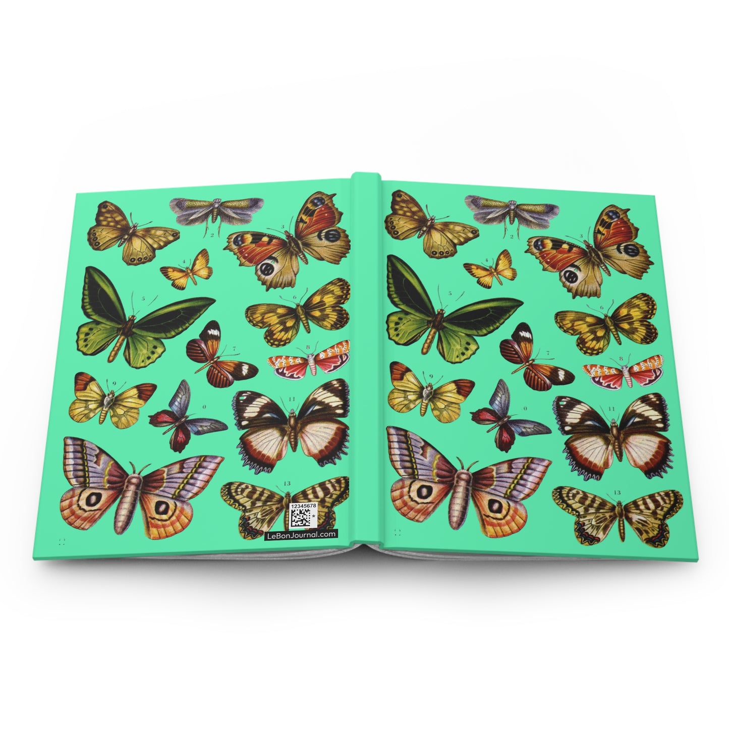 Butterfly hardcover journal spine full-wrap El Tesoro de la Juventud Birdwing mint green - LeBonJournal
