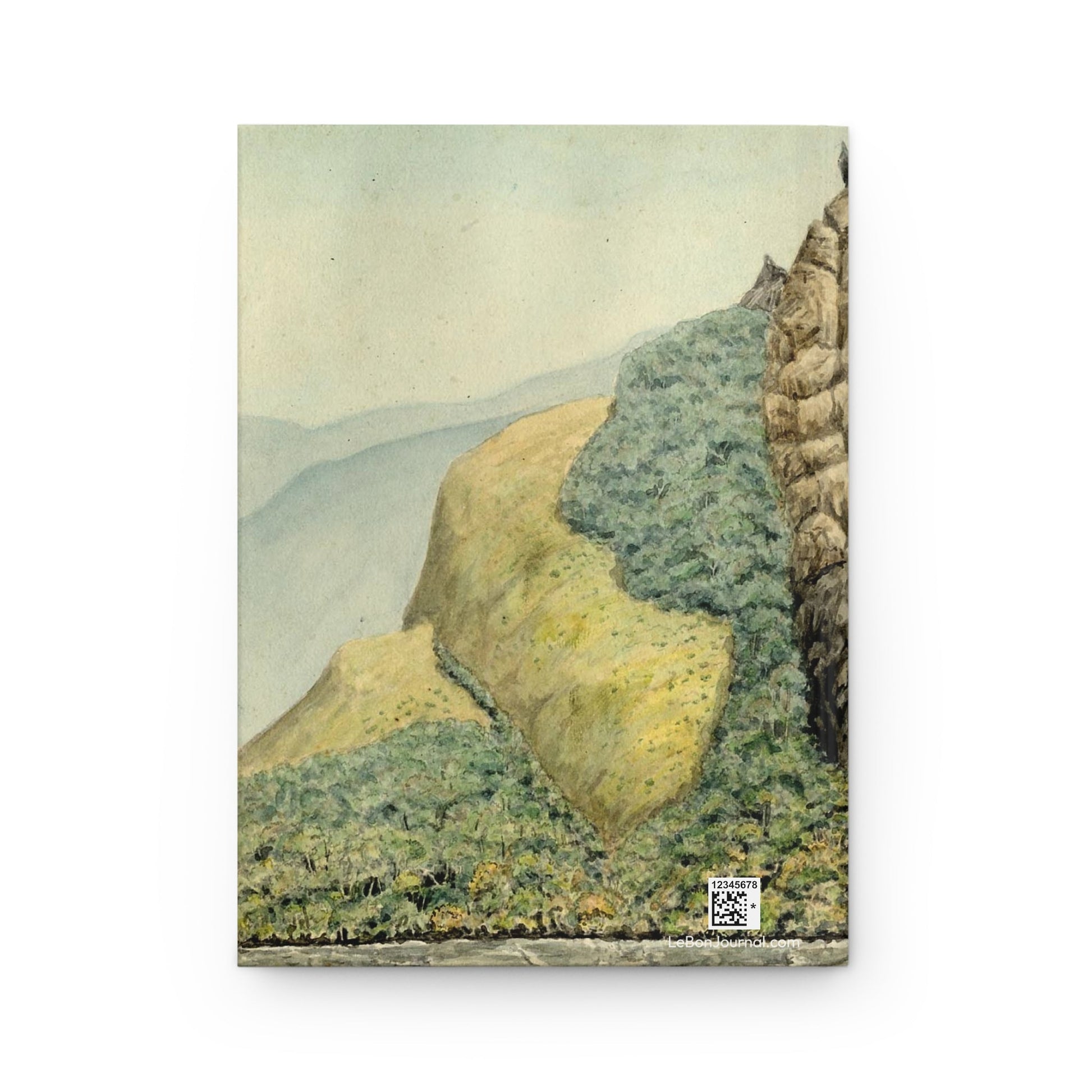 Carmelo Fernández journal back cover with 1850 Minero River watercolor Santander Colombia - LeBonJournal