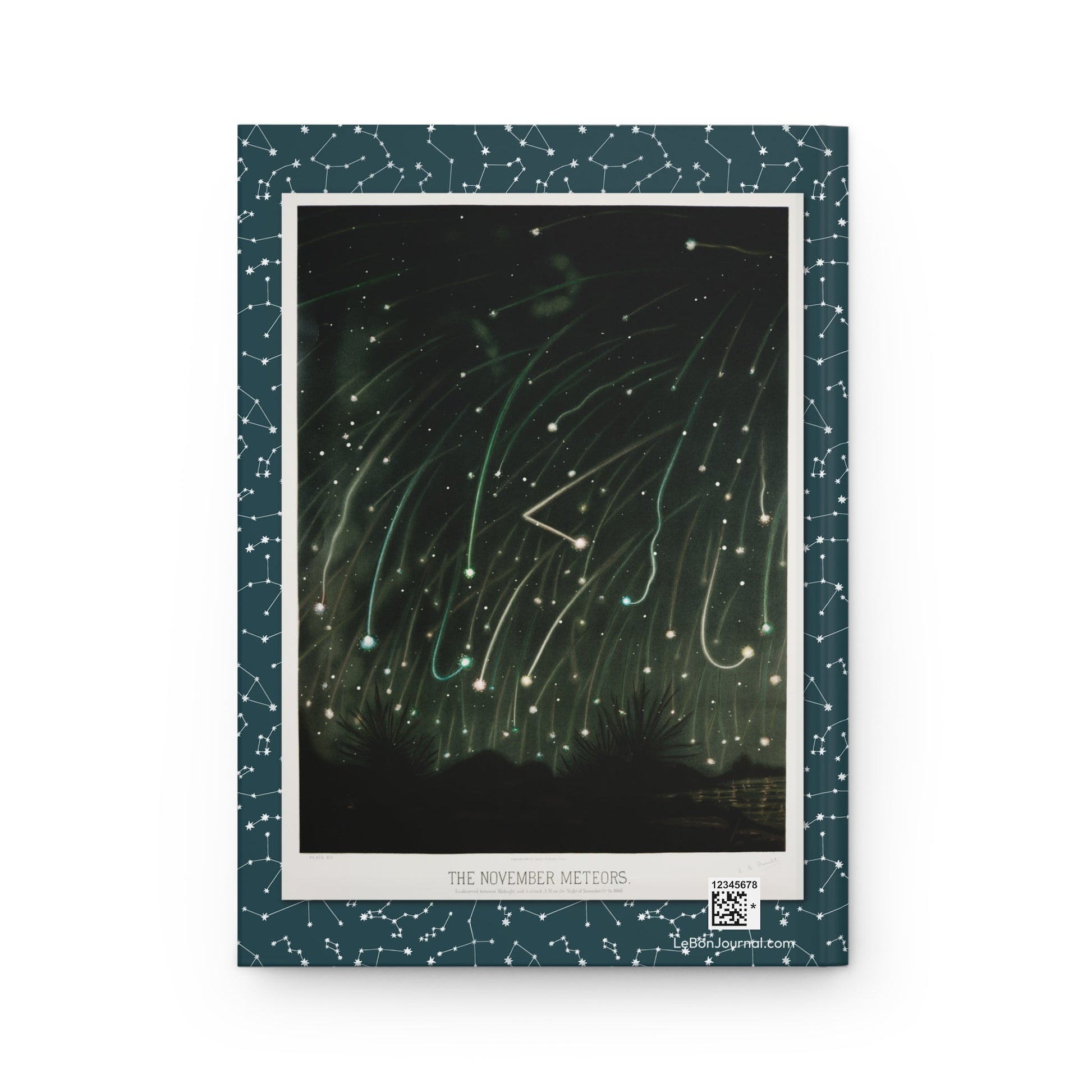 Celestial journal back cover with Trouvelot November meteors Leonid shower illustration - LeBonJournal