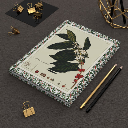 Coffee plant 1774 1840 botanical journal on desk with gold clips for coffee notes - LeBonJournal
