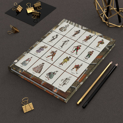 Maurice Sand Commedia dell'Arte journal on desk with gold clips for theatrical notes - LeBonJournal