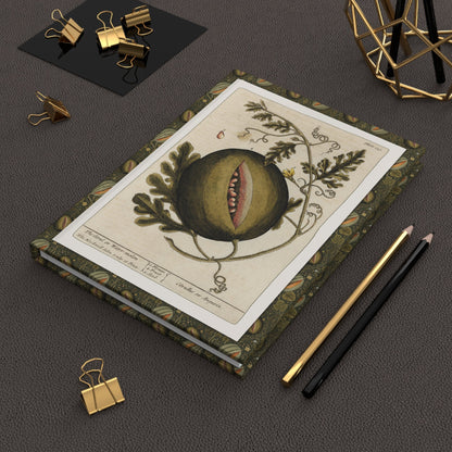 Elizabeth Blackwell 1739 melon journal on desk with gold clips for garden journaling - LeBonJournal
