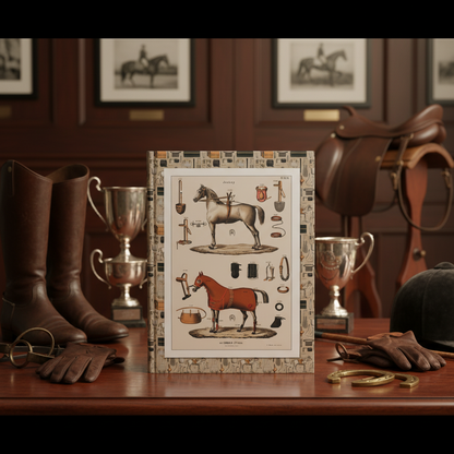Equestrian equipment journal with vintage horse tack saddles bridles riding boots spurs equestrian heritage Alp Camille Jeune 1890 Parisian saddlery - LeBonJournal