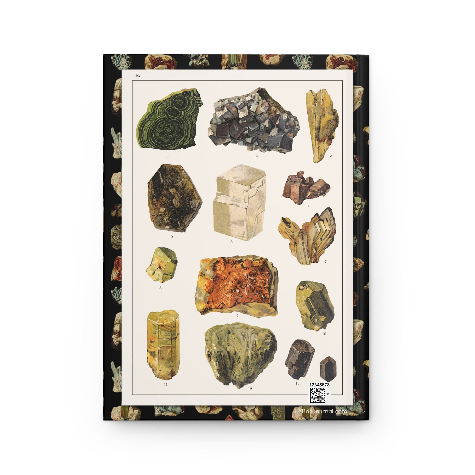 Feliks Wermiński journal back cover with 1893 Historya naturalna Plate 23 minerals - LeBonJournal