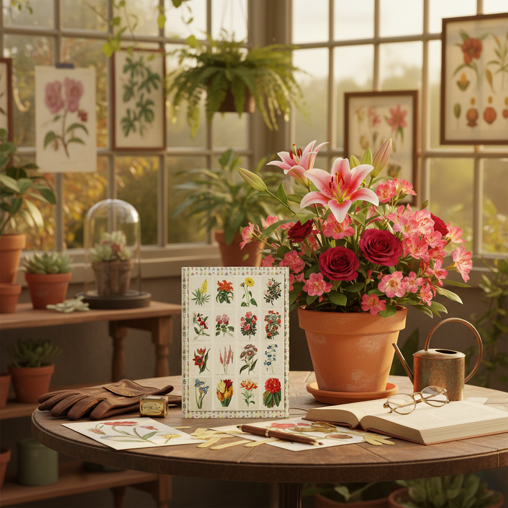 Floral journal at Victorian greenhouse with exotic flowers botanical prints Edwards's Botanical Register 1815 - LeBonJournal
